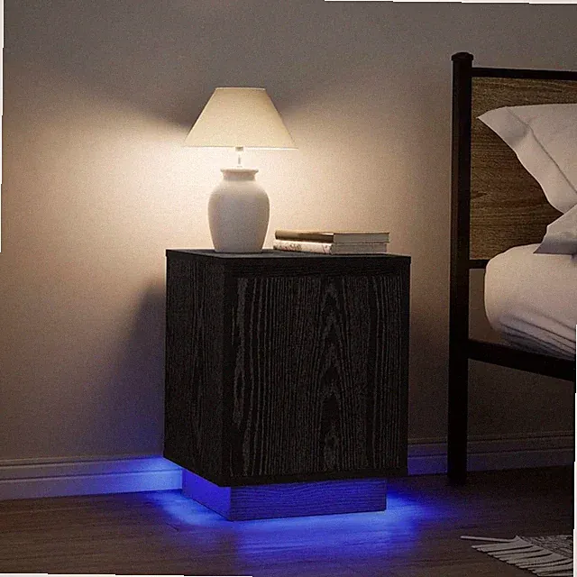 Nachttisch mit LED-Leuchten Nachttischschrank Nachtkonsole Schlafzimmermöbel Neu