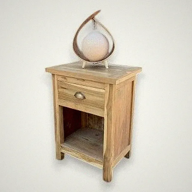 Nachttisch mit Schublade 51 x 65 x 42 cm Teakholz Handarbeit Beistelltisch