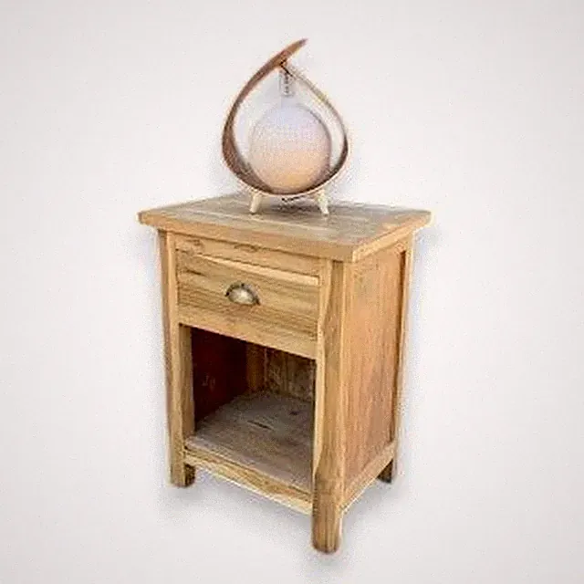 Nachttisch mit Schublade 51 x 65 x 42 cm Teakholz Handarbeit Beistelltisch