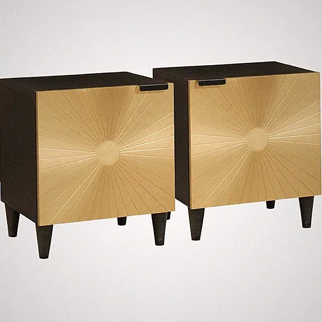 Nachttisch mit Schubladen Schwarz und Gold Schlafzimmermöbel Kleiner