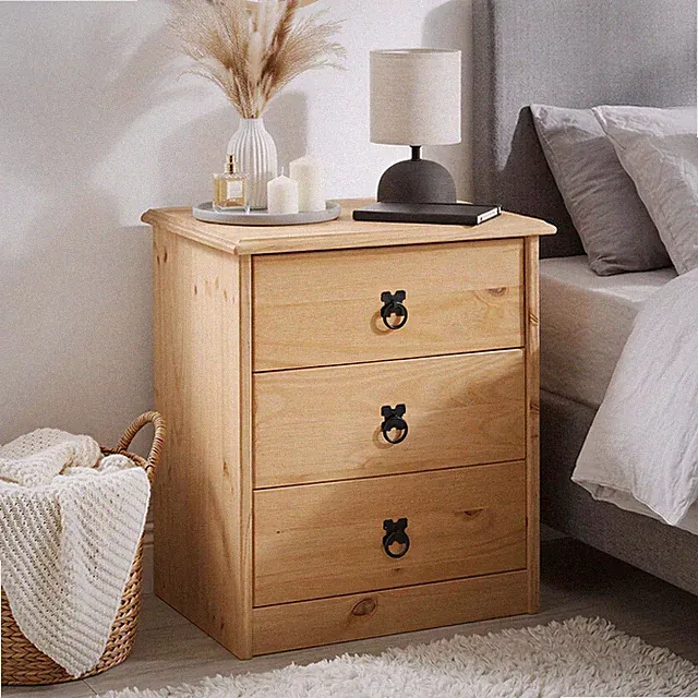 Nachttisch Nachtkommode für Boxspringbett aus Kiefer mit Schubladen Landhausstil