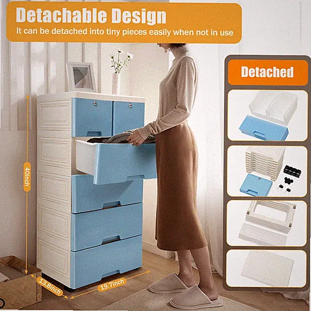 Nachttisch Nachtkonsole Nachtschrank Nachtkommode 6 Schubladen mit 4 Räder DHL