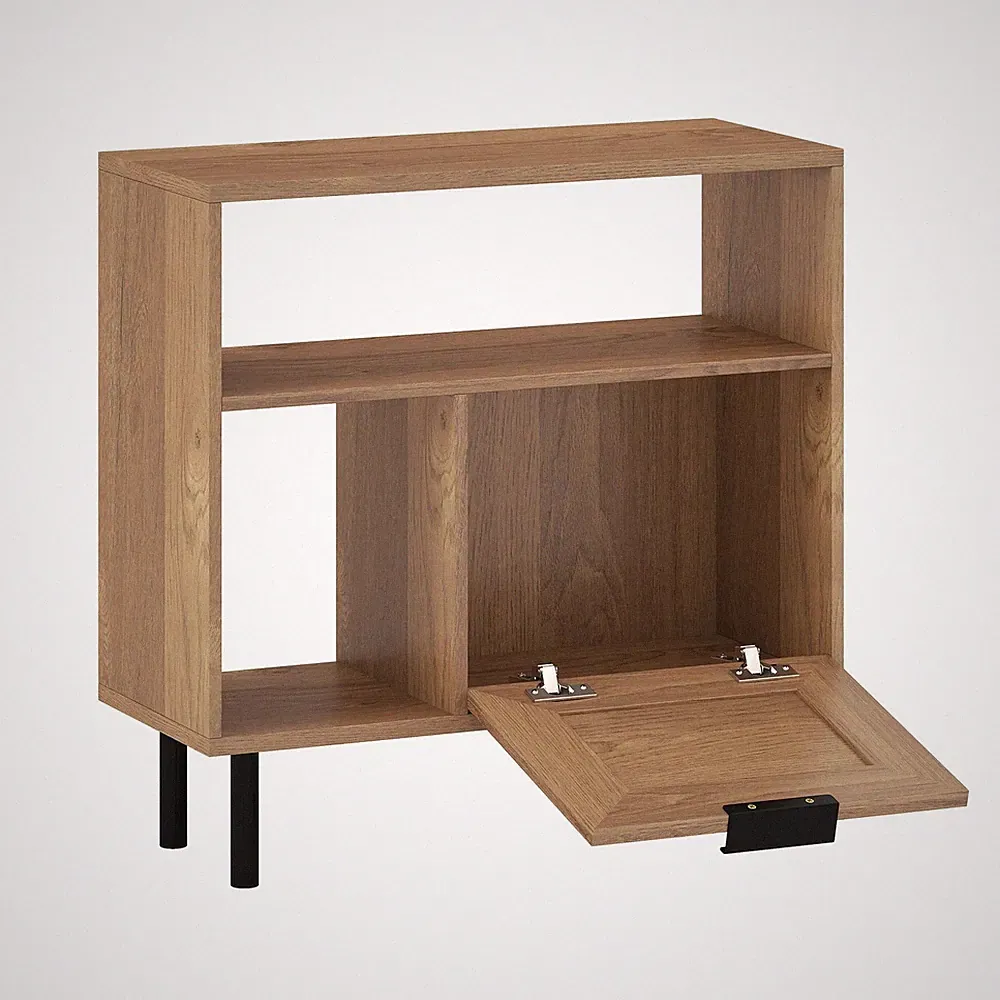 Nachttisch Rattan Boho Beistelltisch 60x25x59 cm Metallbeine Schrank