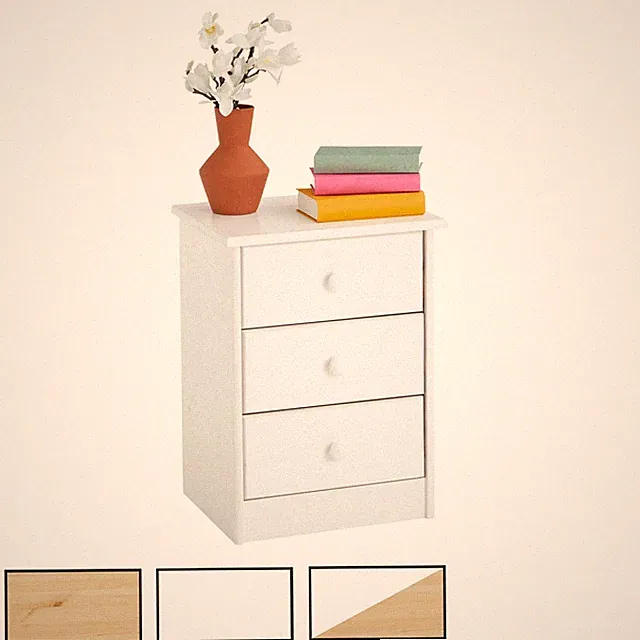 Nachttisch RONDO Kiefer massiv Kommode mit 3 Schubladen Landhaus Massivholz