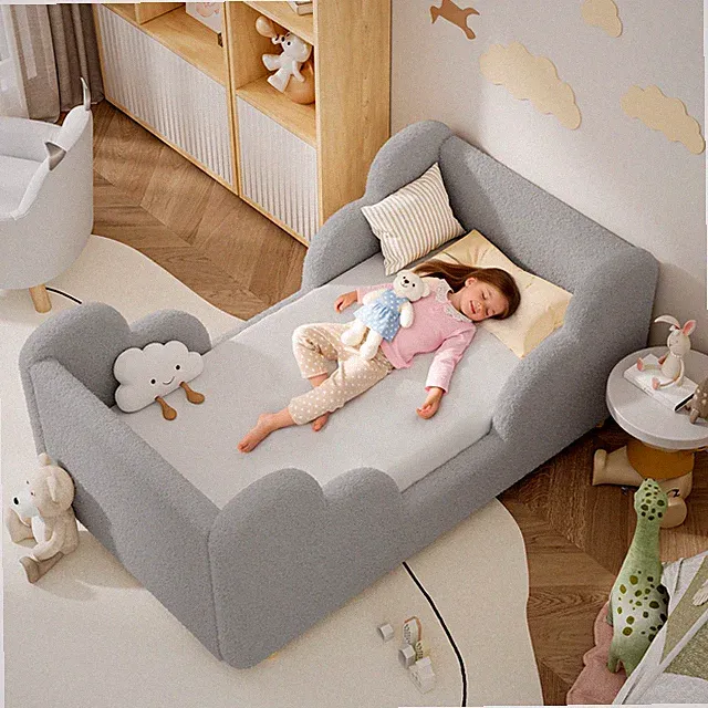 NAIZEA Kleinkinderbet Teddy-Fleece-Stoff Kinderbetten für Mädchen Jungen 140x70