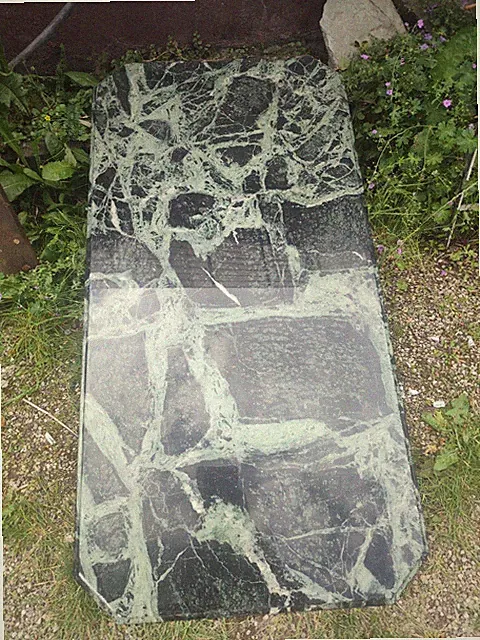 Naturstein Marmor Tischplatte rechteckig marmoriert Schwarz/Grün/Weiß