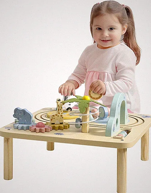 Navaris Spieltisch Aktivitätstisch Holz Miltiaktivität Lernspielzeug Feinmotorik