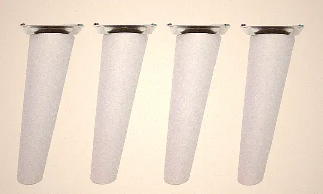 Neigbare Möbelbeine aus Buch, 25cm hoch weiße Lackierung 4er Set