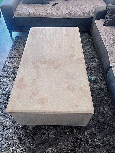 NEU - Moderner Marmor Couchtisch Wohnzimmertisch Beige/Creme- 120 × 60 × 45 cm