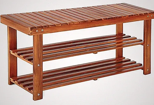 NEU Schuhbank Beistelltisch Garderobenregal Ablage Massivholz Akazie 32x90x46 cm