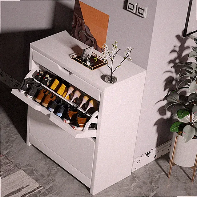 NEU Schuhschrank Schuhregal Flurschrank 102cm hoch mit 2 Klapptüren Platzsparend