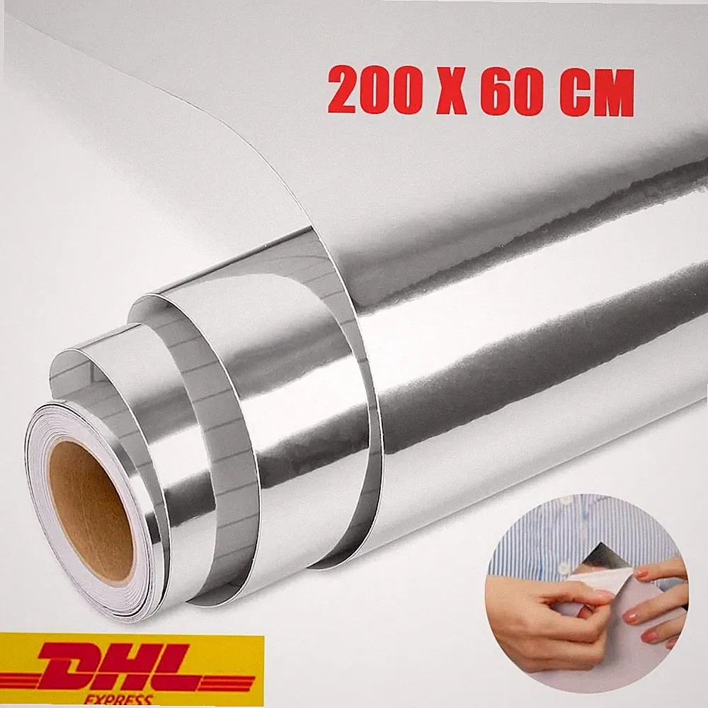 Neu Spiegelfolie Selbstklebend Wand Möbel 200x60cm Wandspiegel Folie Spiegel DHL