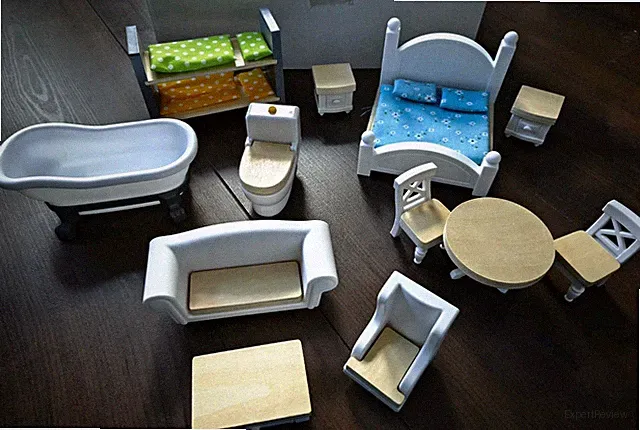 NEU TCM Puppenhaus 12-teilig Möbel-Set Bett Sofa Badewanne WC etc weiß/naturholz