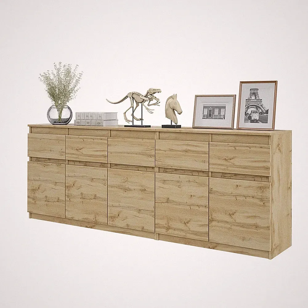 NOAH Kommode 5 Schubladen Wotan Eiche H75 B200 T35cm