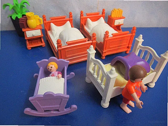 Nostalgie Schlafzimmer Wiege Kinderbett Möbel zu 5300 Puppenhaus Playmobil 9532