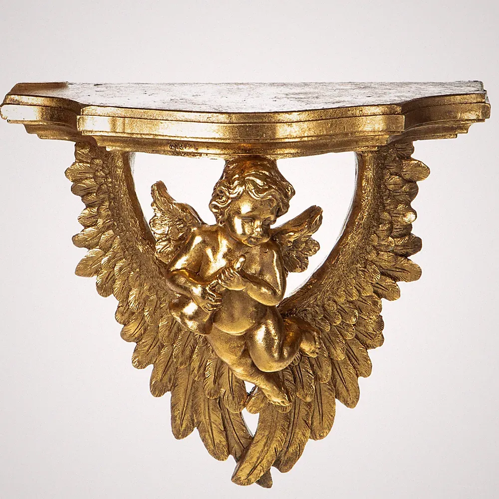 Nostalgie Wandkonsole Barock gold Hängekonsole Wandregal Engel Antik Stil