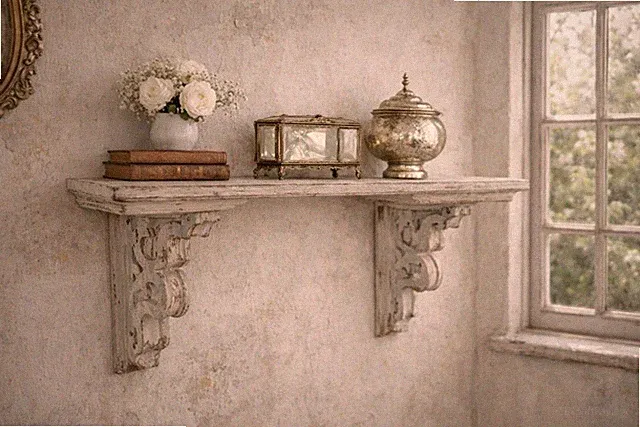 Nostalgisches Wandregal Holz Weiß Shabby Chic 100x23x41cm Clayre & Eef