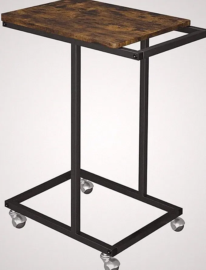 Novilla Beistelltisch, C-Form Sofatisch mit Rollen, Mobiler Kaffeetisch, Wohnzim