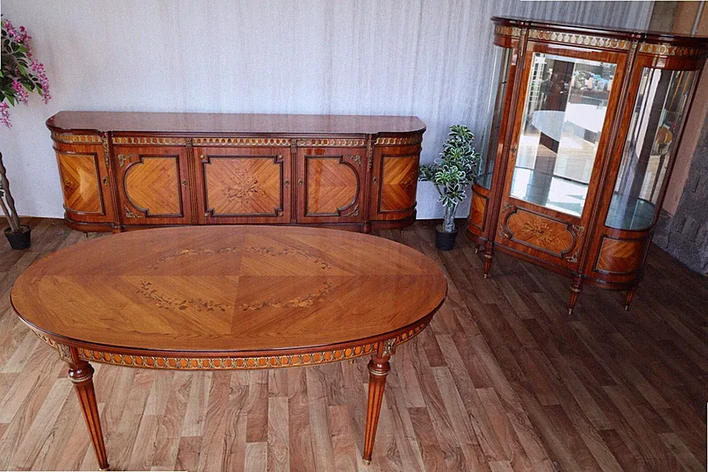 Nr.2060 JP-Ehalt Esszimmer Set Komplett Einrichtung Rosenholz Intarsien