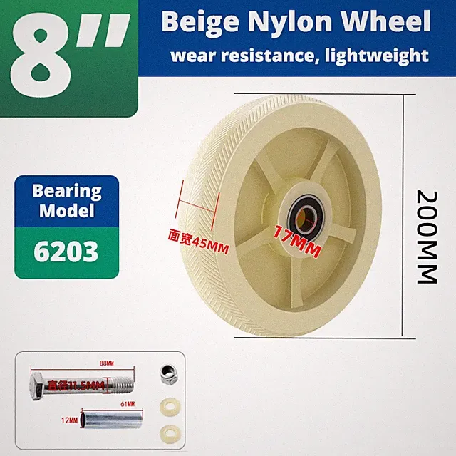 Nylon Kunststoff Einzelrad Transportrollen Möbelrollen Loses Rad 1.5" - 8" Beige