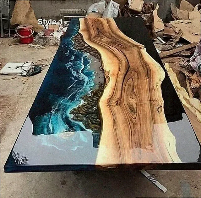 Ocean Harz Epoxy River Esscenter Beiseite Couchtischplatte handgefertigtes...