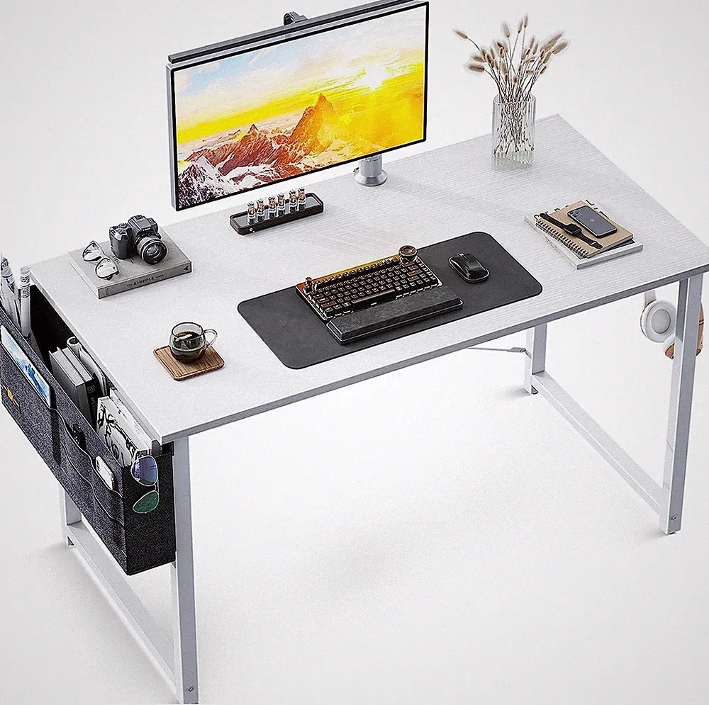 ODK Klein Schreibtisch Weiß 100×48×74cm Computertisch Bürotisch Tisch