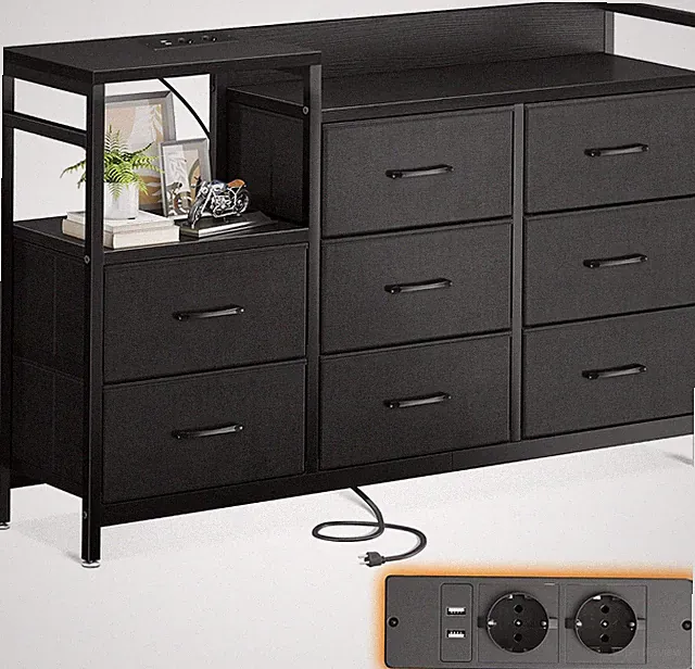ODK Kommode Mit Schubladen, Mit 2 USB Und Steckdosen, 8 Stoffschubladen | Kommod