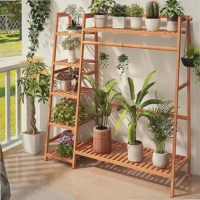 Offener Kleiderschrank Schrank hängend Kleiderstange Bambus Kleiderständer mit oberer Ablage 130cm✨