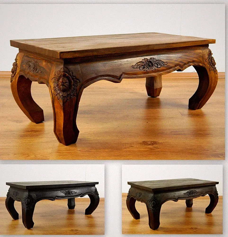 Opiumtisch,80cmx40cm mit Schnitzerei,Beistelltisch,Couchtisch,Massivholztisch