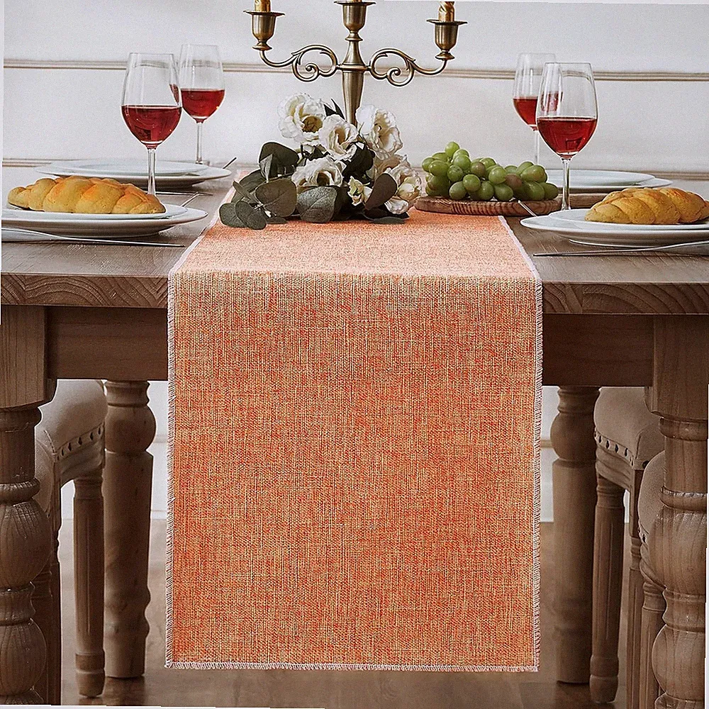 Orange Reines Leinen 30 x 180 cm Esstisch Dekorationen Abwaschbar Bauernhaussti