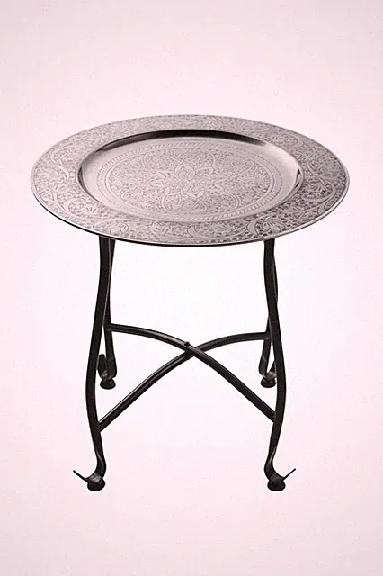 Orientalische Deko Tisch Beistelltisch Klapptischaus Metall klappbar 40cm Silber