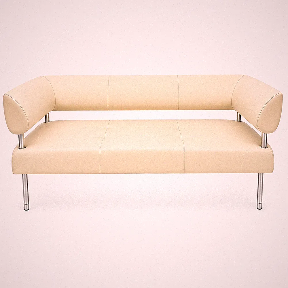 ORIG. Sitland Ledercouch Italien Design Sergio Bellin Cremeweiß Vintage Bauhaus