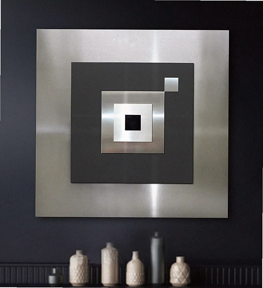 ORIGINAL ABSTRAKT METALL Design Bild über Sideboard Kommode Lowboard Silber Grau
