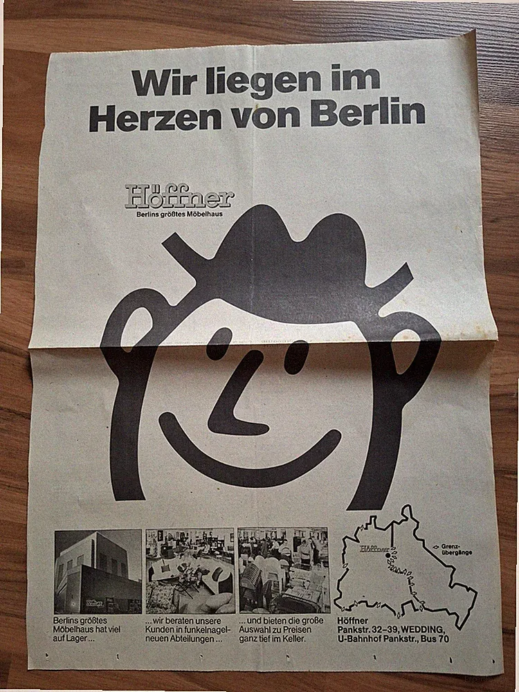 original DDR Werbeanzeige Möbel Höffner Berliner Zeitung 16./17.12.1989 Berlin