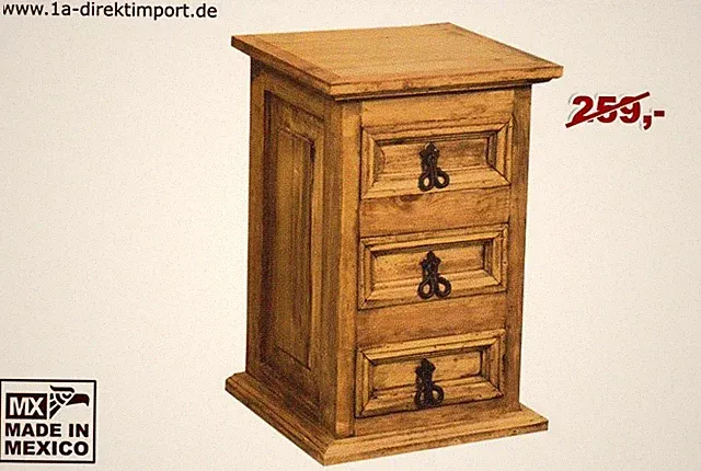 Original Mexico Kommode Nachttisch - Pinie Massivholz - Landhausstil Möbel