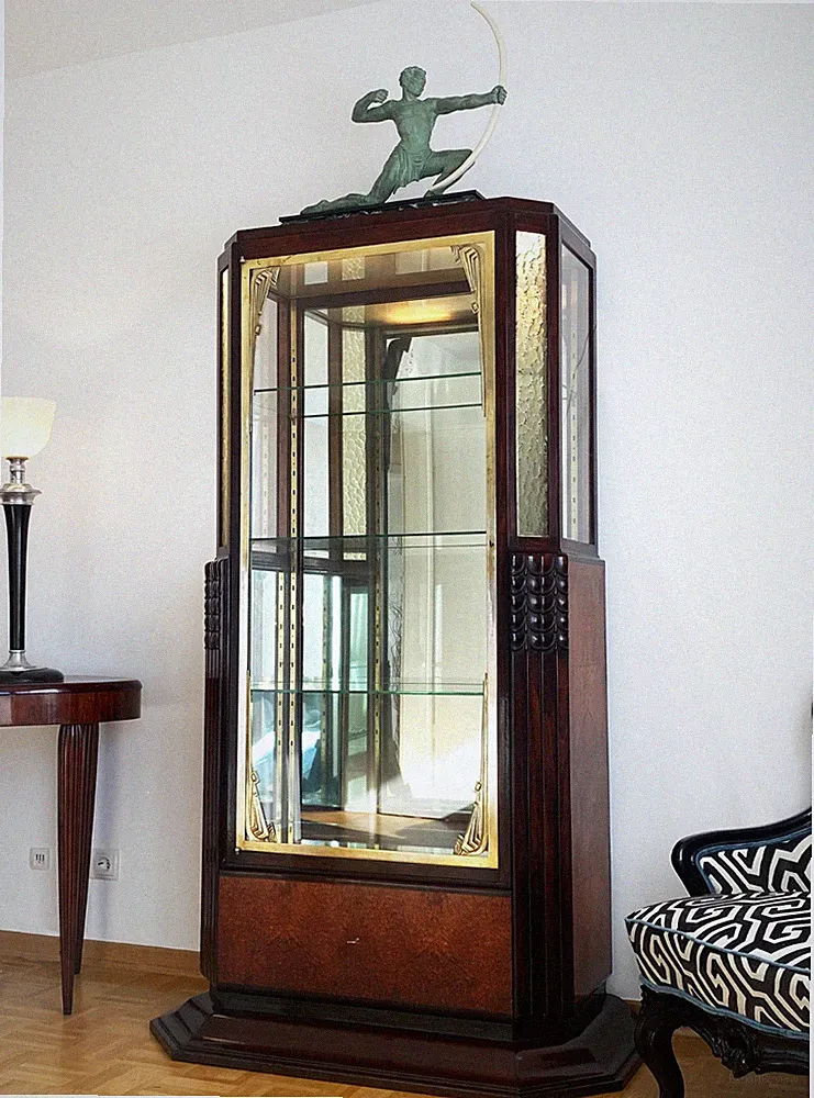 Original Skyscraper Art Deco Vitrine - Palisander + Amboina armoire meuble Möbel
