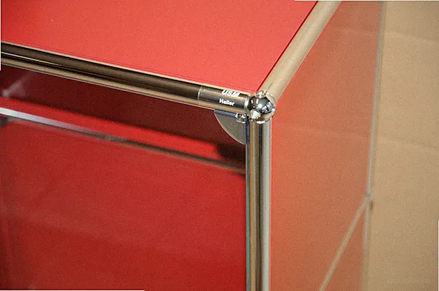 Original USM Haller Sideboard Highboard Glas Vitrine Rubinrot
