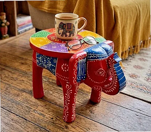 Ornamentaler geschnitzter Holz rot Multi Elefant Hocker Tisch Holz Lampe Pflanzenständer