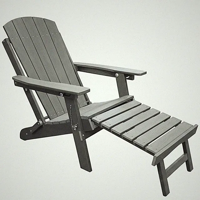 osoltus Canadian Deck Chair Adirondack Stuhl incl. Fußhocker HDPE Grau
