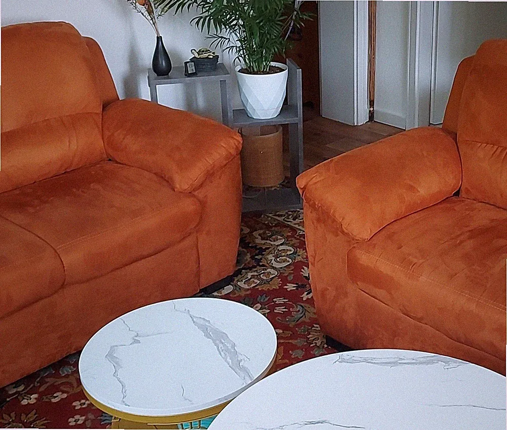 Otto Couchgarnitur 2-tlg Sofa+Sessel Velours Orange 5-Sitzer 175x85x55