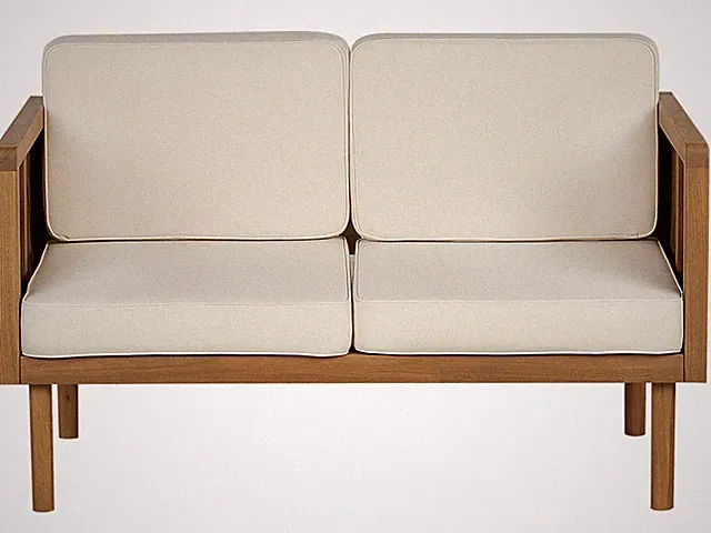 Outdoor 2-Sitzer Loungesofa Akazienholz hellbraun Auflagen beige Rustikal Baratt