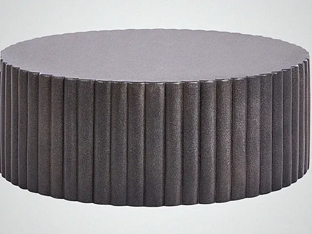 Outdoor Couchtisch Beton und Glasfaser schwarz rund 117 cm Lamellen-Optik Pozza