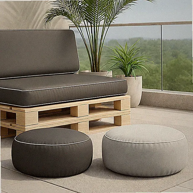 Outdoor Sitzpouf 54cm Kissen Innenkissen aufblasbar Sitzkissen Lotusblüteneffekt