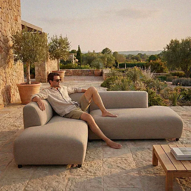 Outdoor-Sofa Gartensofa Terrassensofa gepolstert Beige