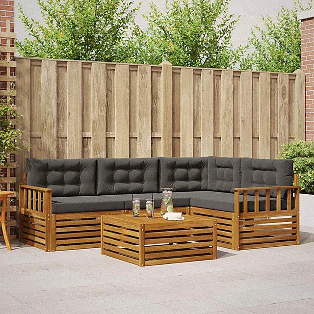 Outdoor-Sofagarnitur 5 pcs Massivholz Akazie gartenmöbel Ecksofa
