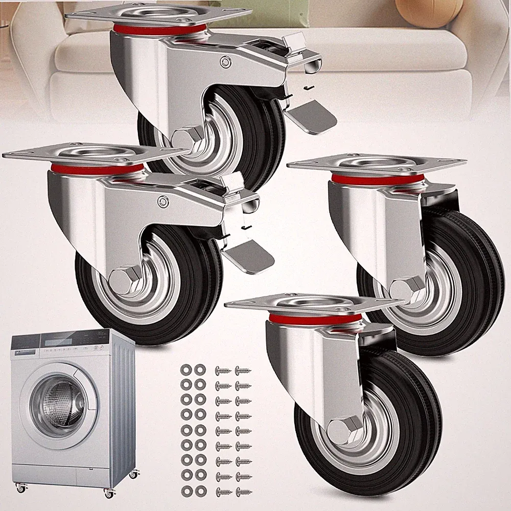 Outdoor Transportrollen 4 Stück 75mm mit Bremsen Schwerlastrollen für Möbel 360°