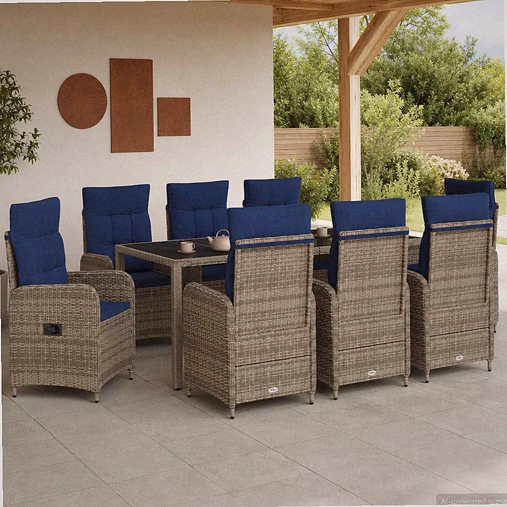 Outdoortisch-Set mit Kissen mit Kissen Poly-Rattan gartenmöbel vidaXL