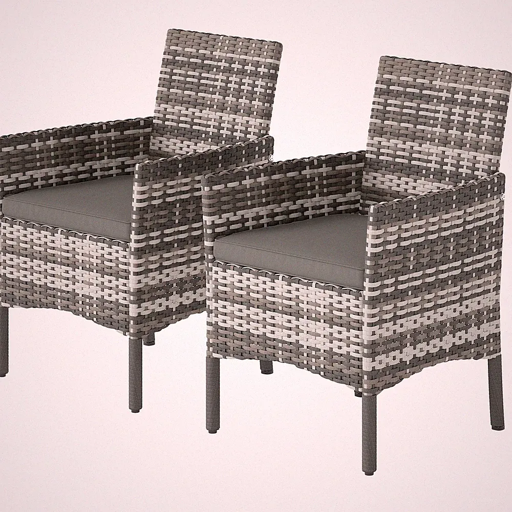 Outsunny 2er Set Gartenstuhl Gartenmöbel mit 2 Sessel Kissen Refurbished