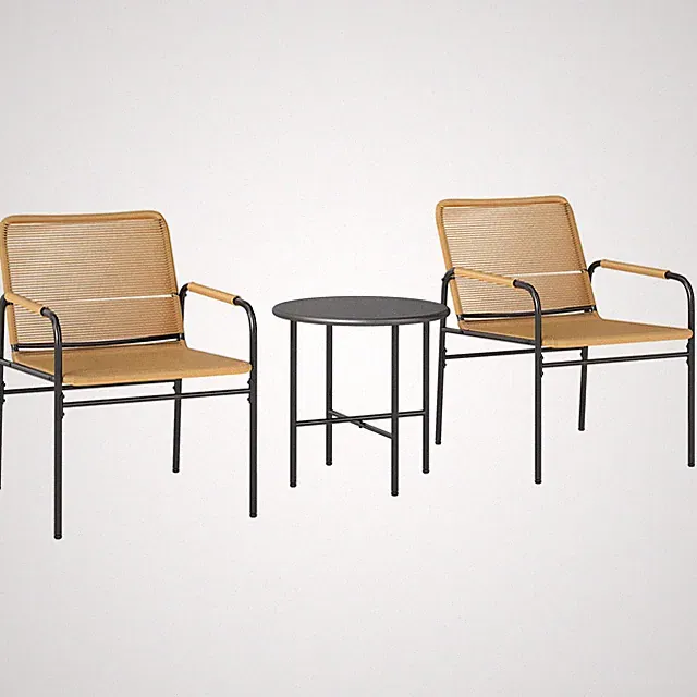 Outsunny 3-tlg. Rattan Bistroset, Sitzgruppe, Gartengarnitur Refurbished