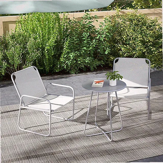 Outsunny 3tlg. Bistro-Set, Balkonmöbel-Set inkl. 1 Tisch, 2 Stühlen für Garten